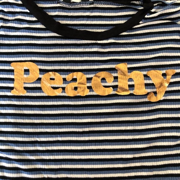 Blue & White Striped ‘Peachy’ Graphic T-Shirt - Picture 3 of 3